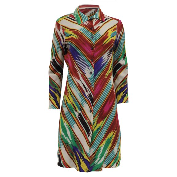 Pre-Owned Etro Printed Mini Shirt Dress in Multicolor Silk
