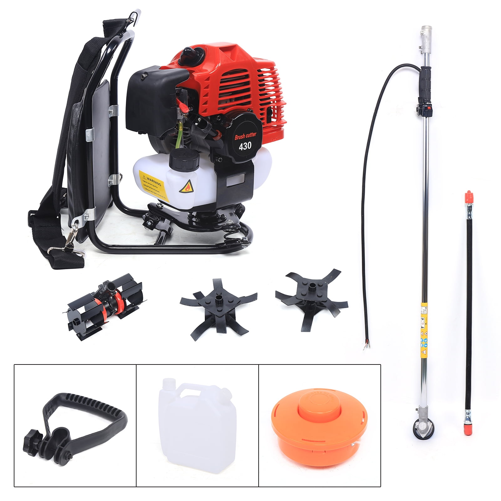 ChicHomey Tiller Cultivator,43CC 2-Stroke Gas Backpack Micro Tiller,1.25kW Gas Engine,Dual Wheels & 2T Blade,Cultivator Hedge Trimmer Yard Tilling Tool