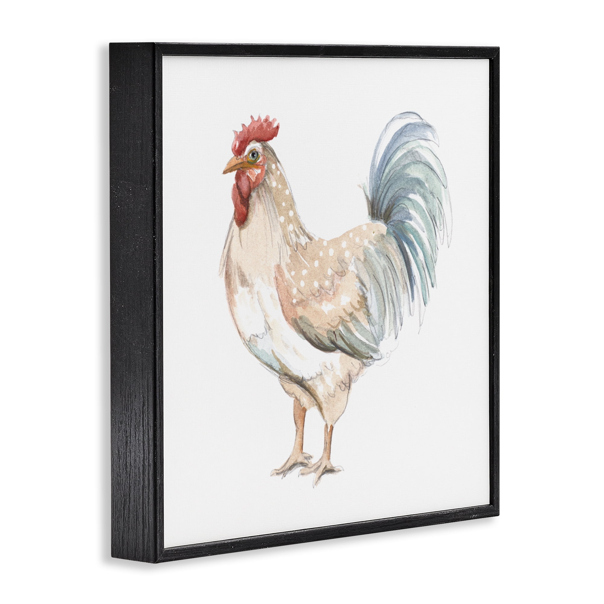 Stupell Industries Watercolor Rooster Sketch Black Framed Giclee Art, design by Patricia Pinto