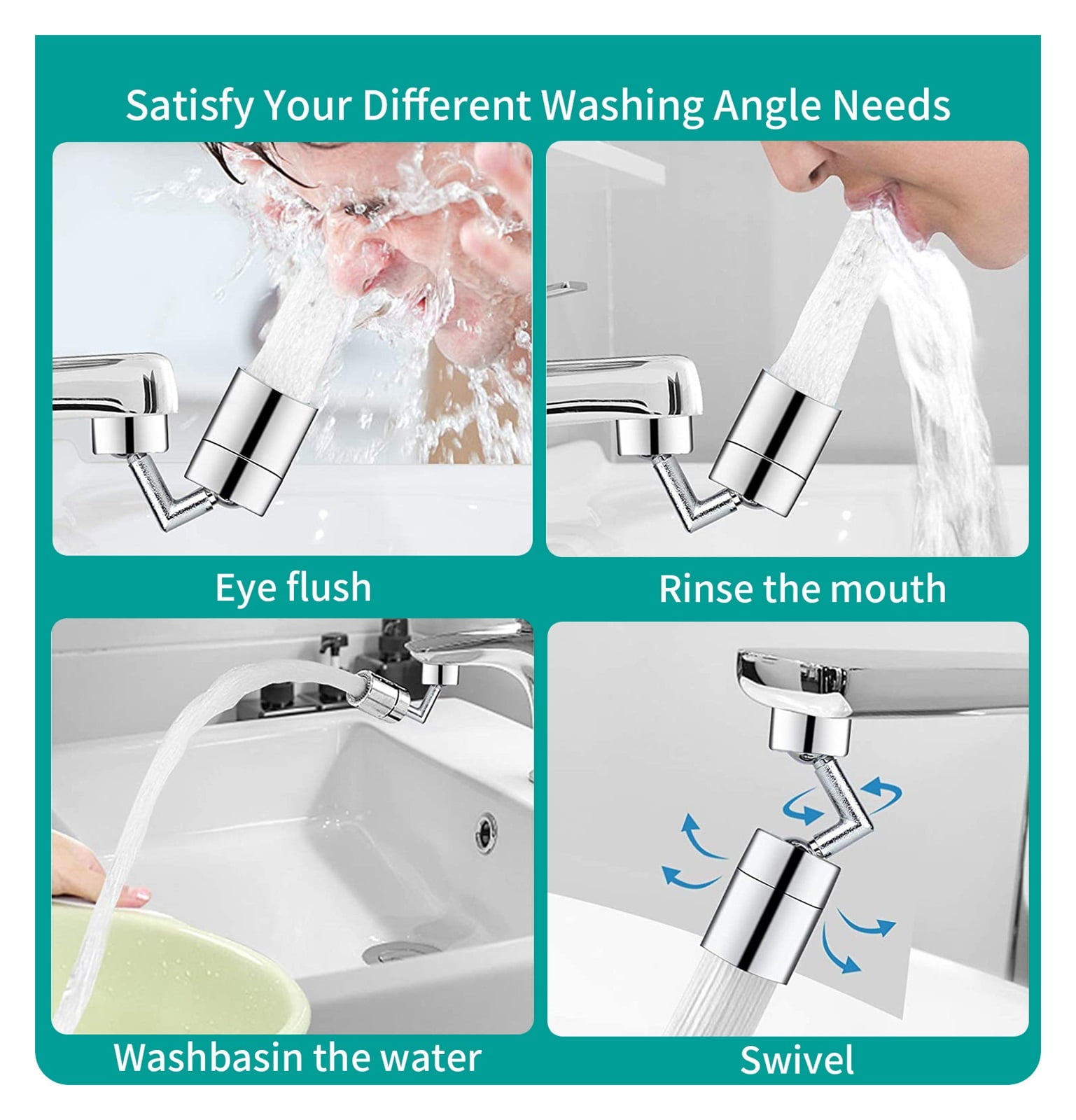 720 Degree Swivel Kitchen Sink Faucet Aerator Universal Splash Filter Faucet Spray Head Kitchen Tap Water Saving Nozzle Movable Brass Sprayer ,Water Saving
