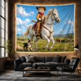 thumbnail image 6 of Tabby Cat Cowboy on Galloping White Horse, Adventurous Digital Art for Animal Lovers, Western Ranch Decor, Housewarming Gift, Tapestry Wall Hanging for Bedroom and Living Room, 6 of 7