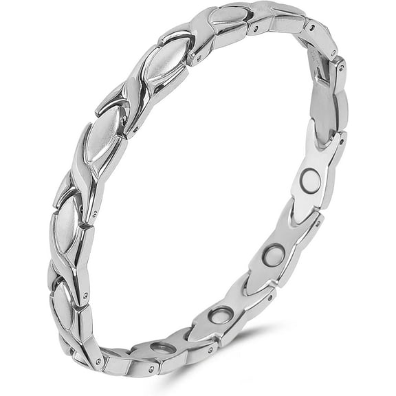 Magnetic Bracelet for Women for Arthritis, Stainless Steel Bracelets with 3500 Gauss Magnet, Jewelry with Adjustable Tools (B(Silver to Gold))