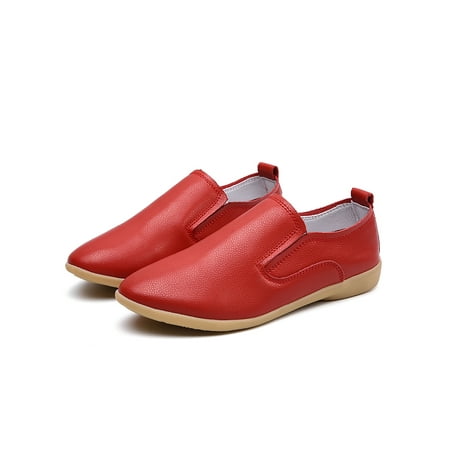

Crocowalk Women Loafers Memory Foam Casual Shoes On Flats Womens Walking Shoe Outdoor Non-slip Lace Up Moccasins Slip On Red 6.5