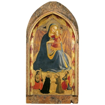 Madonna And Child With Sts John The Baptist Canvas Art - (18...