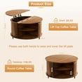 thumbnail image 3 of VNT Round Coffee Table Lift Top with Storage and Sliding Door, 31.5" Mid Century Fluted Small Center Table for Living Room, Walnut, 3 of 10