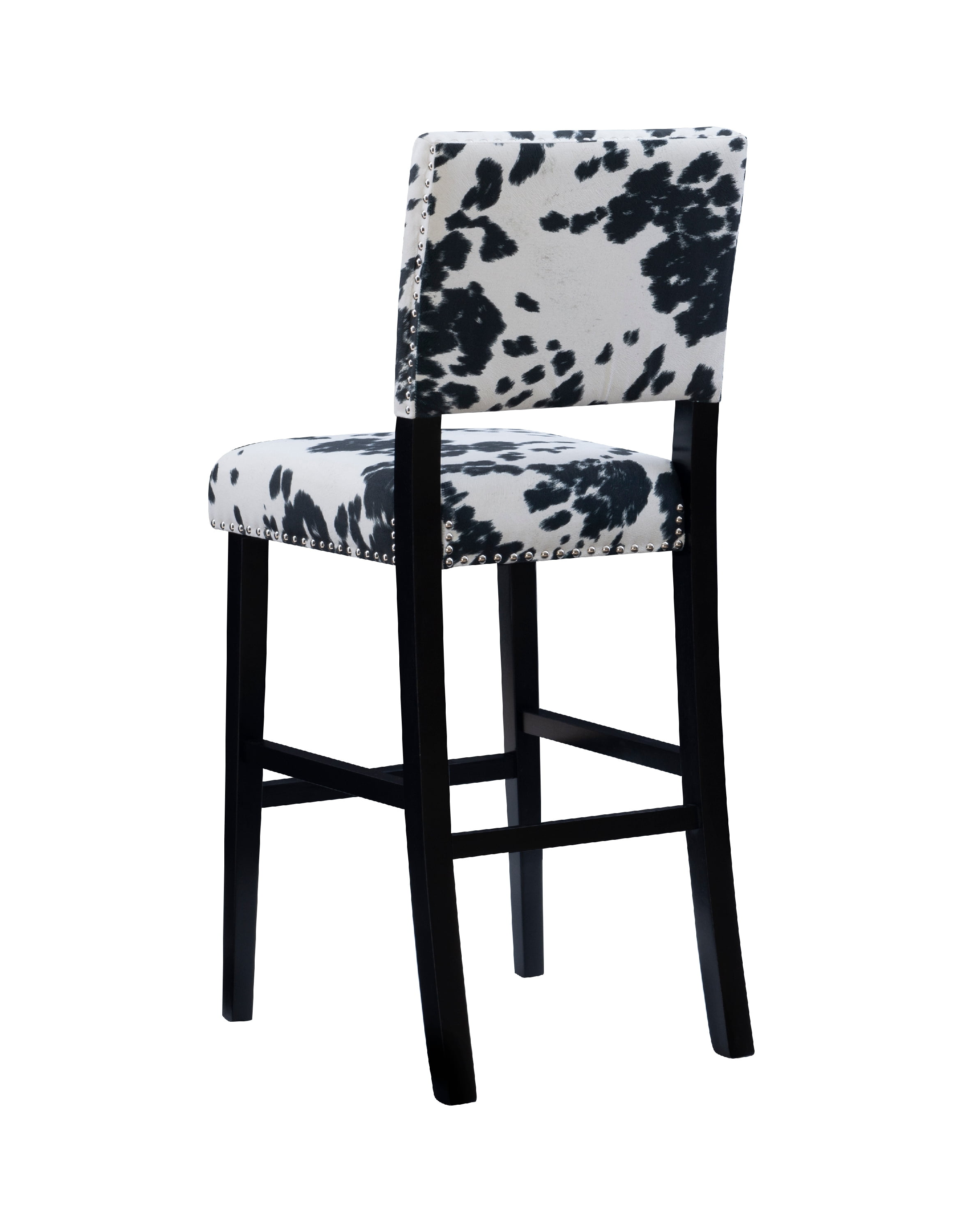 Linon Armond 30" Indoor Bar Stool, Black Cow Print Fabric