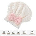 thumbnail image 4 of vnanda Women Shower Hat Coral Fleece Shower Hat with Sweet Bowknot Super Absorbent Soft Quick Dry Women Girls Curly Long Thick Wet Hair Drying Towel Wrap Hat, 4 of 8