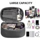 thumbnail image 3 of Womens 3-piece Cosmetic Bag Set, Large, Waterproof Travel Toiletry Bag Polyurethane, Black, 3 of 3