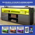 thumbnail image 6 of ModFusion High Gloss Black TV Stand, 55-Inch, with LED Lights, Adjustable Shelves, and Cable Management, Rectangular Shape, Dark Wood Tone, 6 of 7