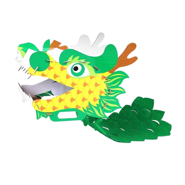 Accesorios de dragón de papel hechos a mano, adornos, materiales de artesanía china para bricolaje verde