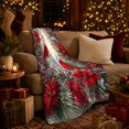 thumbnail image 3 of Winter Cardinals With Red Poinsettias, Naturalistic Winter Botanical Illustration for Bird And Flower Enthusiasts, Christmas Gift, Cozy Flannel Blanket and Home Decor for Living Room and Bedroom, 3 of 7