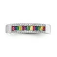 thumbnail image 4 of White Sterling Silver Ring Band Gemstone Cubic Zirconia CZ Rectangle Multi-color Round, 4 of 4
