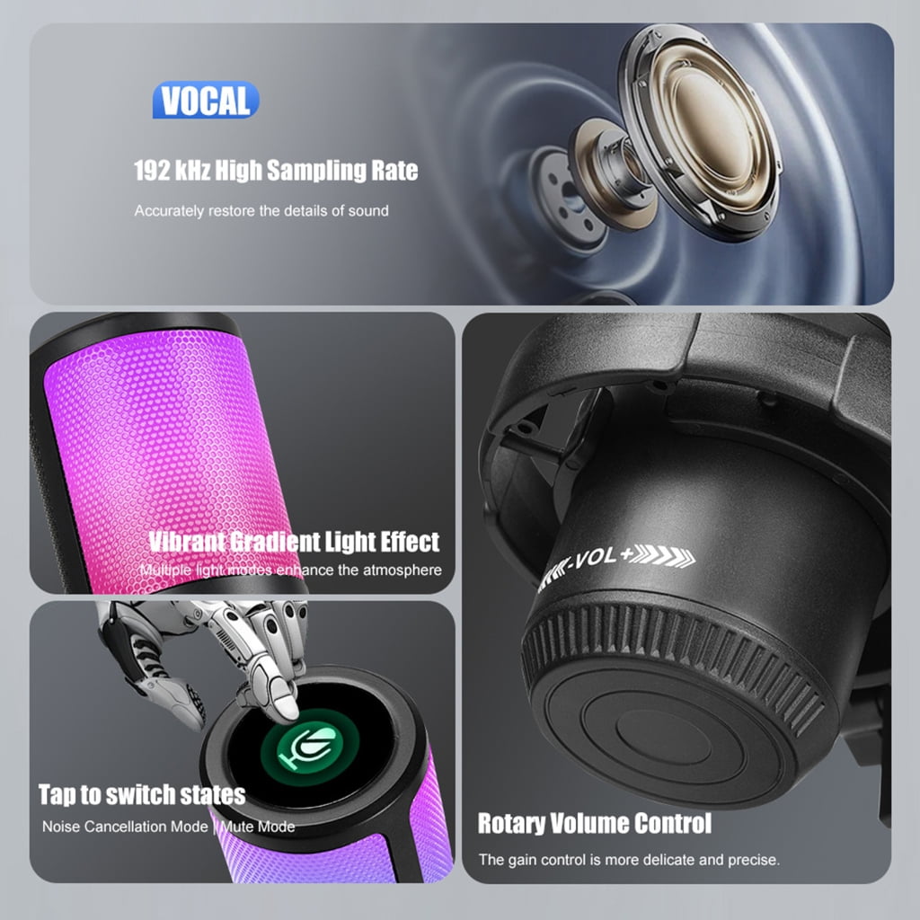 Professional USB Microphone Computer Condenser Microphone Suitable For Game Live Video Recording And Recording