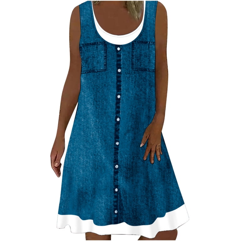 Usmixi Formal Dresses for Women Plus Size Fashion Fake 2 Pieces Loose Swing Tank Midi Dresses Scoop Neck Sleeveless Solid Summer Knee-Length Dress Dark Blue l - Walmart.com Usmixi Formal Dresses for Women Plus Size Fashion Fake 2 Pieces Loose Swing Tank Midi Dresses Scoop Neck Sleeveless Solid Summer Knee-Length Dress Dark Blue l - Walmart.com
