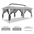 thumbnail image 4 of COBIZI 10x20 Pop Up Gazebo, Outdoor Patio Canopy Tent with Netting, Double Roof Vented Gazebo, 3 Adjustable Height Settings, 240 Sq. Ft. Sun Shade Shelter for Backyard, Lawn, Deck, Light Gray, 4 of 10
