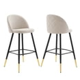 thumbnail image 2 of Modway Cordial Fabric Bar Stools - Set of 2 in Beige, 2 of 10