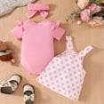 thumbnail image 5 of Splozh Girls Clothes 3 6 9 12 18 Months Baby Girl Clothes Suspender Skirt Newborn Ruffled Romper Dress Headband Outfits,Pink,6-9 Months, 5 of 6