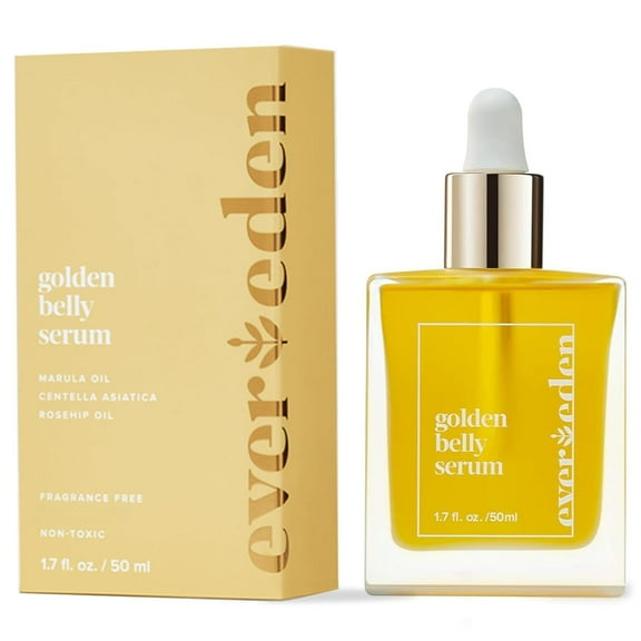 Evereden Golden Belly Serum, 1.7 fl oz. | Clean & Vegan Women's Belly Oil for Pregnancy and Postpartum | Gentle Maternity Skincare | Non-Toxic Stretch Mark Oil