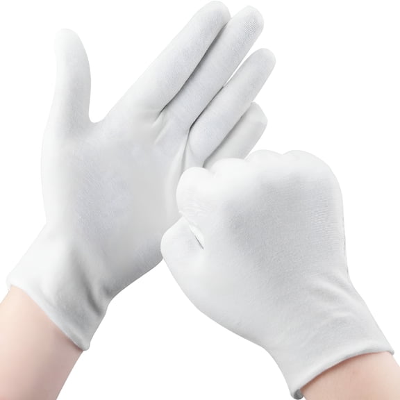TELOLY Cotton Gloves, 30 Pcs White Washable Stretchable Gloves for Dry Hands, Moisturizing, Eczema, Men & Women Lotion Gloves Overnight for Women