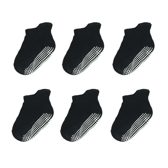 6 Pcs Bas pour Enfants avec Bonne Élasticité Confortables à Porter Style Simple Bonne Fabrication Noir 12-14
