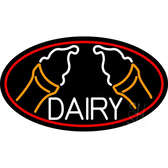 White Dairy With Ice Cream LED Neon Sign 13 x 24 - inches, Black Square Cut Acrylic Backing, with Dimmer - Bright and Premium built indoor LED Neon Sign for Defence Force.