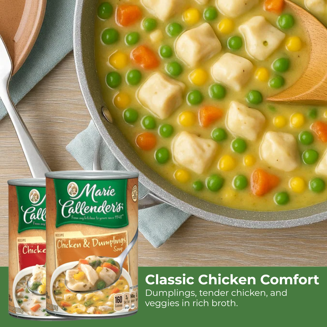 Chicken Canned Variety 8 Pack – Marie Callender Pot Pie Style & Dumplings, 15 oz Cans – Hearty Meal, Ready to Eat, Pantry Essential, Comfort Food for Home or Office