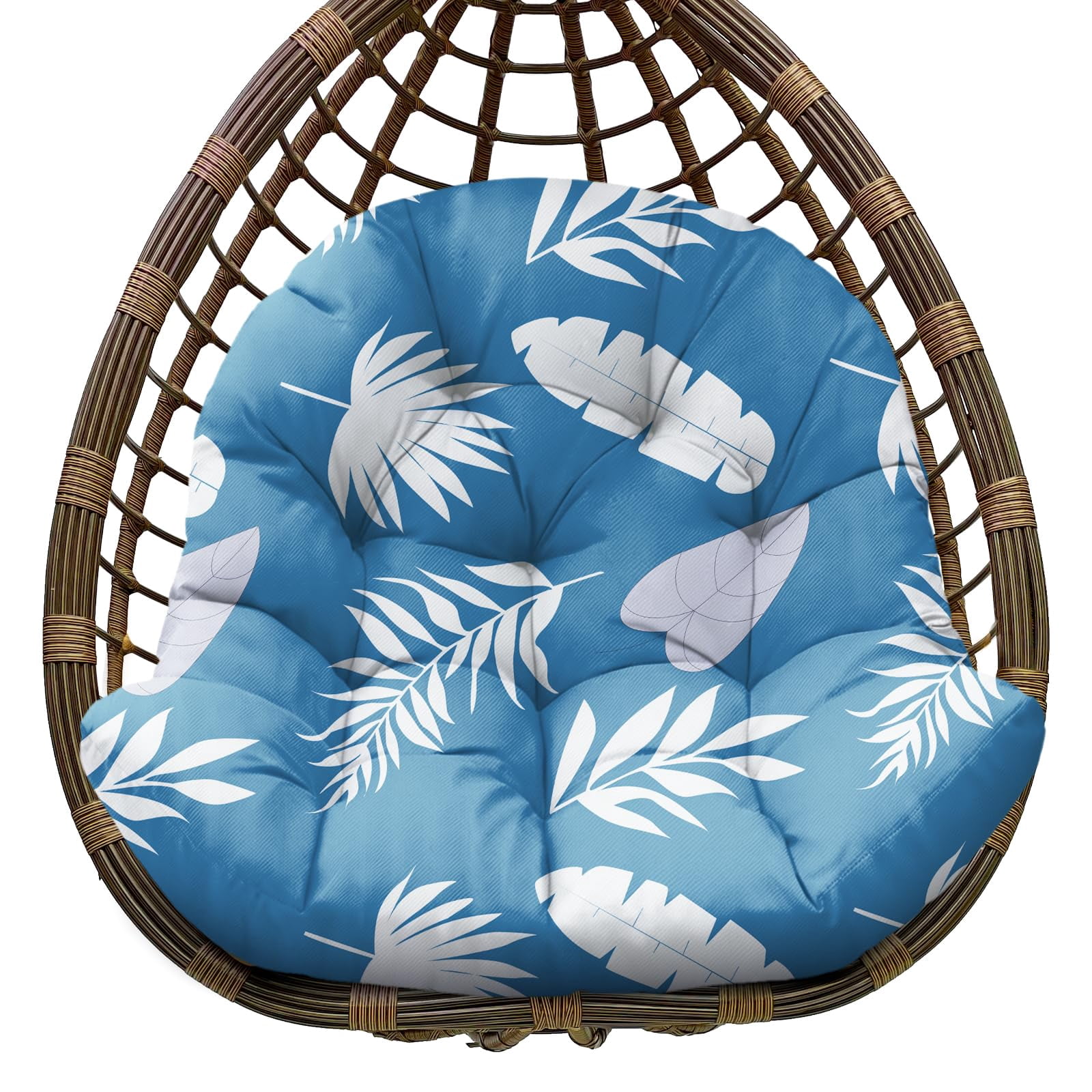 Waterproof Egg Chair Cushion Replacement Outdoor Hanging Egg Chair Cushion 47x35x7 Inches Thicken Couch Cushions with Ties, Blue Enchantress
