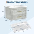 thumbnail image 2 of 30 inch Bathroom Vanity with Sink Combo, Floating Bathroom Vanity with Ceramic Basin, 2 Large Drawers with Gold Handle, Soft-Close Design, Easy Assembly, Grey, 2 of 6