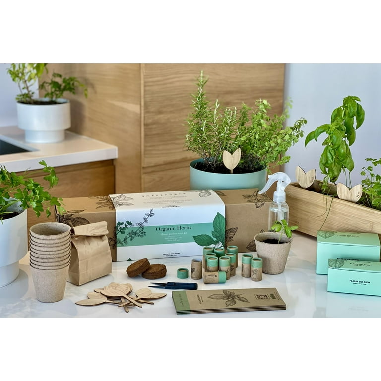 FLEUR DU BIEN Organic Indoor Herb Garden Kit With Planter, 10 Herb See