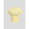 thumbnail image 4 of Women's Short Sleeve Slim Fit Top & Drawstring Wide Leg Pants Elegant 2 Piece Outfit Set, 4 of 8