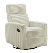 Oxford Baby Layton Manual Upholstered Glider Recliner Rocking Chair 360° Swivel for Nursery and Living Room – Corduroy Pearl White​