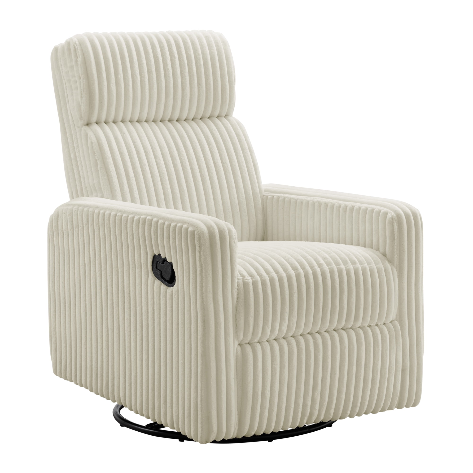 Oxford Baby Layton Upholstered Glider Recliner Rocking Chair, Green Guard Gold Certified, 360° Swivel For Nursery And Living Room – Corduroy Pearl White