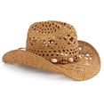 thumbnail image 2 of Sombrero vaquero de paja Melesh, ala ancha, unisex, caqui, M26, 2 of 6