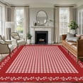 thumbnail image 2 of Valentine's Day Washable Area Rug 6 x 9 ft Vintage Red White Buffalo Plaid Branches Lace Border, Soft Non Slip Rugs Stain Repellent Indoor Felt Carpet for Living Dining Room Bedroom Home Office, 2 of 9