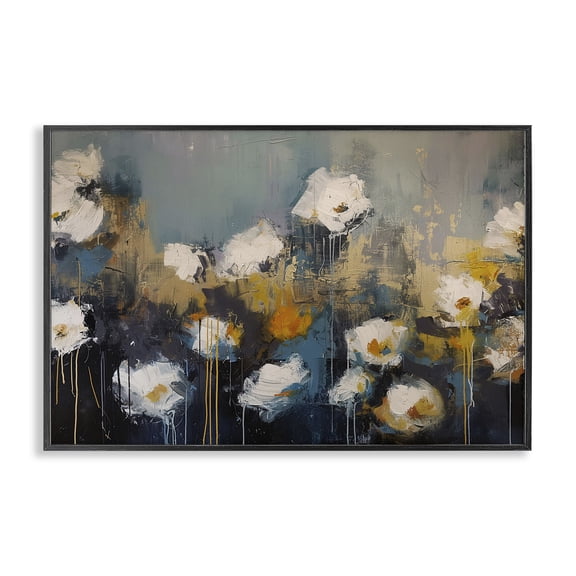 Stupell Industries Contemporary Contemporary Paint Drip Blossoms Black Framed Giclee Art, 18 x 12, by Jacky Ngan