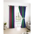 thumbnail image 3 of Mexican Style Blackout Curtains for Bedroom/Living Room, Thermal Insulated Kitchen Curtains, Colorful Mexico Stripes Purple Yellow Green Grommet Darkening Window Treatment Drapes 52"x63"x2, 3 of 8