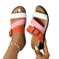 thumbnail image 5 of Bxsruta Color-Block Slide Sandals with Rhinestone Buckle, Adjustable Summer Slippers for Casual Outfit Pairing, 5 of 8