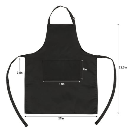 Apron Flange - KAF Home 2 Pack Unisex Adjustable Water Resistant Apron - One Size Fits All Kitchen Chef Apron With 2 Large Oversized Pockets - Perfect for Crafting, Cooking, Baking, Painting, Gardening - Black