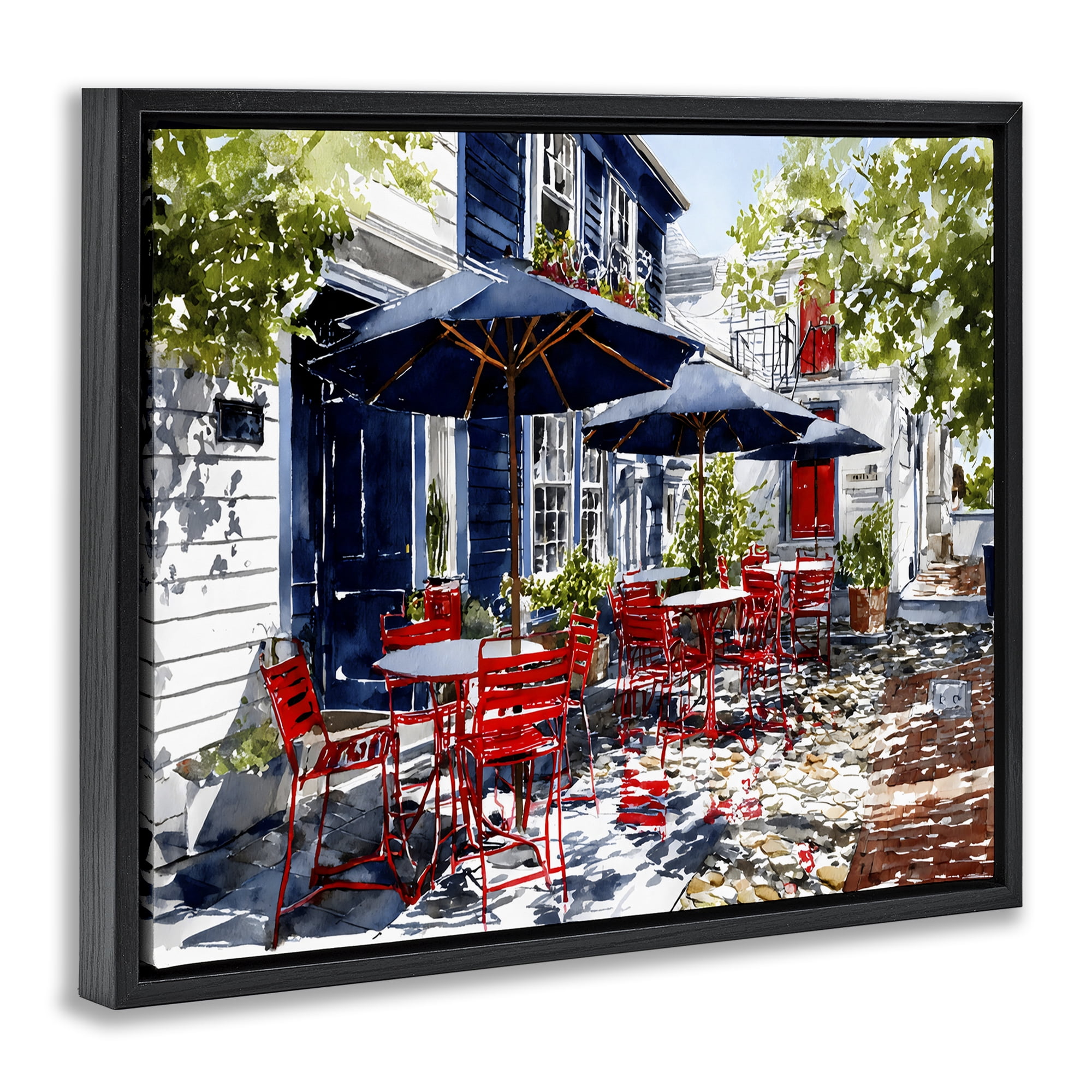 Stupell Industries Cafe Classic Red Chairs Black Framed Floater Canvas Wall Art, design by Franklyn Gregory