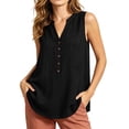 thumbnail image 2 of SwiftWear Women's Summer Button Down Tank Top Soft V-Neck Sleeveless Cami, Relaxed Fit Casual Cotton Tunic Tops, 2 of 9