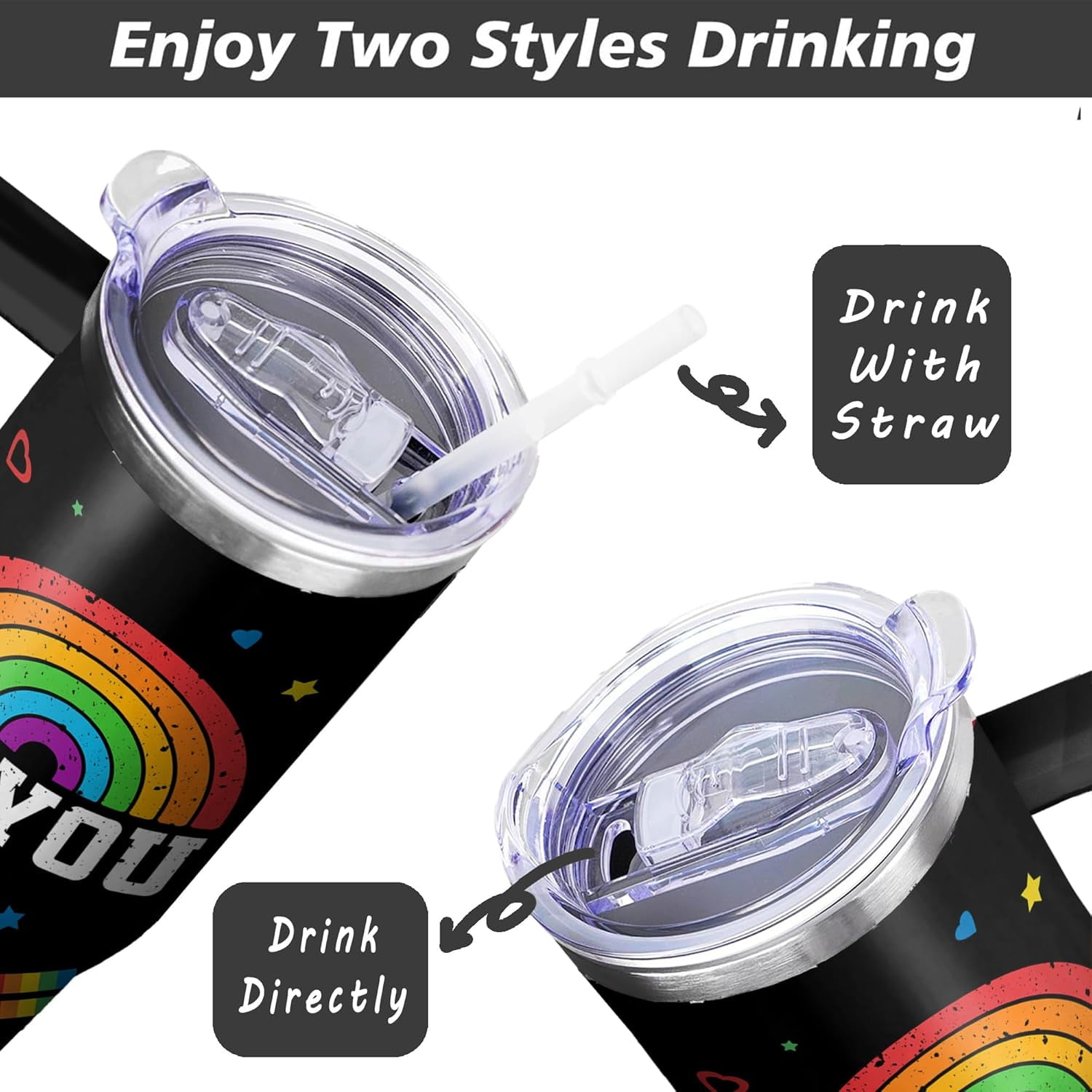 40 Oz Pride Tumbler with Lid and Straw, Gift for Gay Coffee Mug for Men, Pride Rainbow Tumbler Lgbtq Gift for Men Women, Gay Pride Gifts Stainless Steel Pride Mug, Rainbow Cup Lesbian Gifts for Friend
