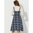 thumbnail image 4 of DARING DIVA Plaid Overalls Vintage Sleeveless A-Line Pinafore Dress XS Dark Blue, 4 of 6