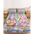 thumbnail image 2 of Cal.King Size Fitted Sheet Set - Blue Purple Gnomes 3 Piece Bedding Sets 16" Deep Pocket Fitted Sheet with 2 Pillowcases, Spring Hydrangea Flower Leaf Green Plaid Brushed Microfiber Hotel Bed Sheets, 2 of 9