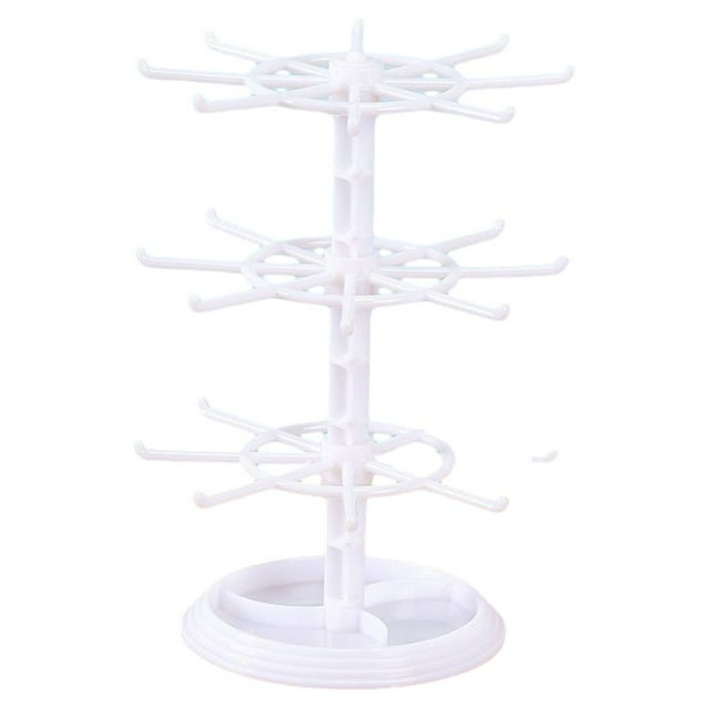 Guardoinrt ABS Large Capacity Jewelry Holder Organizer Rotating For Easy Access To Collection Keychain Necklace white