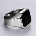thumbnail image 4 of Men's Engagement Band Black Agate Stainless Steel Wedding Ring Jewelry Size 7-12, 4 of 7