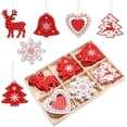 thumbnail image 1 of 24 Uds. De adornos de madera para árbol de Navidad, decoración de adornos para árbol de Navidad de madera, manualidades DIY con caja de almacenamiento de madera Xemadio LKX-1828, 1 of 8