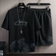 thumbnail image 1 of Conjunto de camisa para hombre, conjunto de ropa para hombre, traje de verano transpirable para hombre, traje de manga corta para hombre, estética elegante, 1 of 1