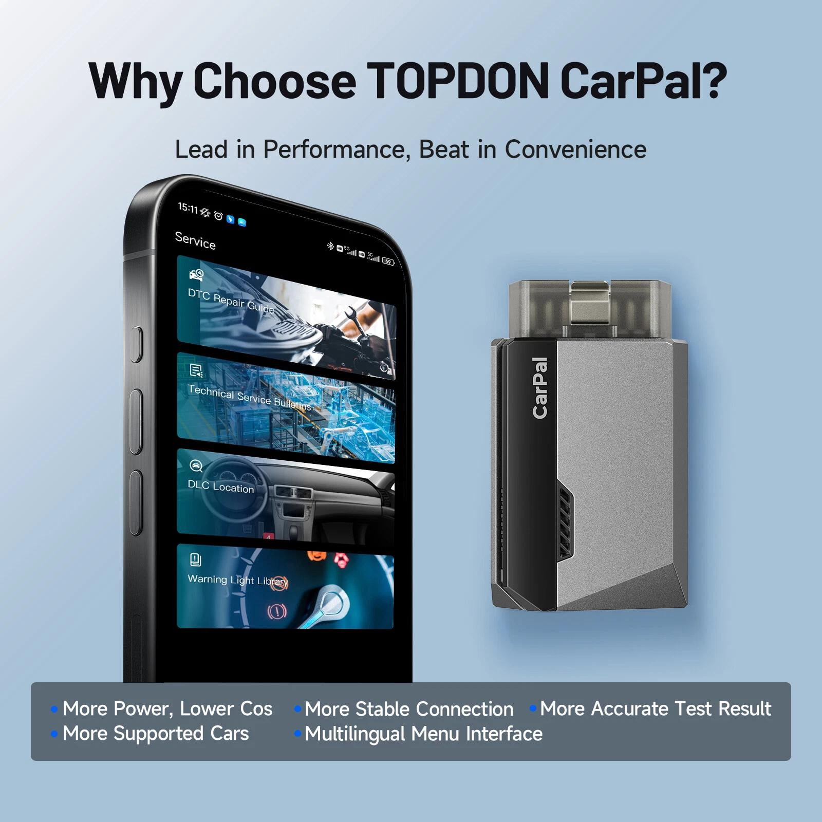 TOPDON OBD2 Scanner Carpal Code Reader Bluetooth, Vehicle Health Check, 6 Maintenance Services,All System Diagnostic iOS & Android