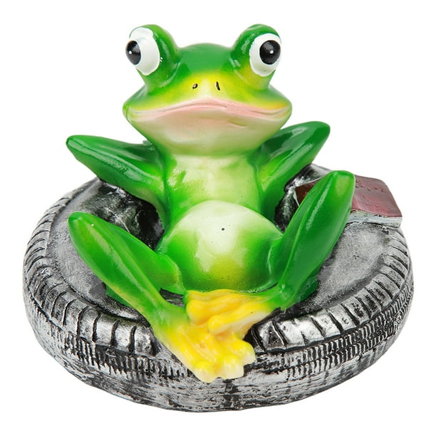 Adornos de estanque de ranas de resina que no destiñen, flotador fácil de agua, estatua de jardín de rana flotante para el hogar, jardín, patio, rana tumbada en el neumático