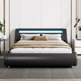 thumbnail image 2 of Amolife Queen Size Wave-Like Curve Deluxe Upholstered Modern Bed Frame with LED Headboard, Dark Gray, 2 of 9